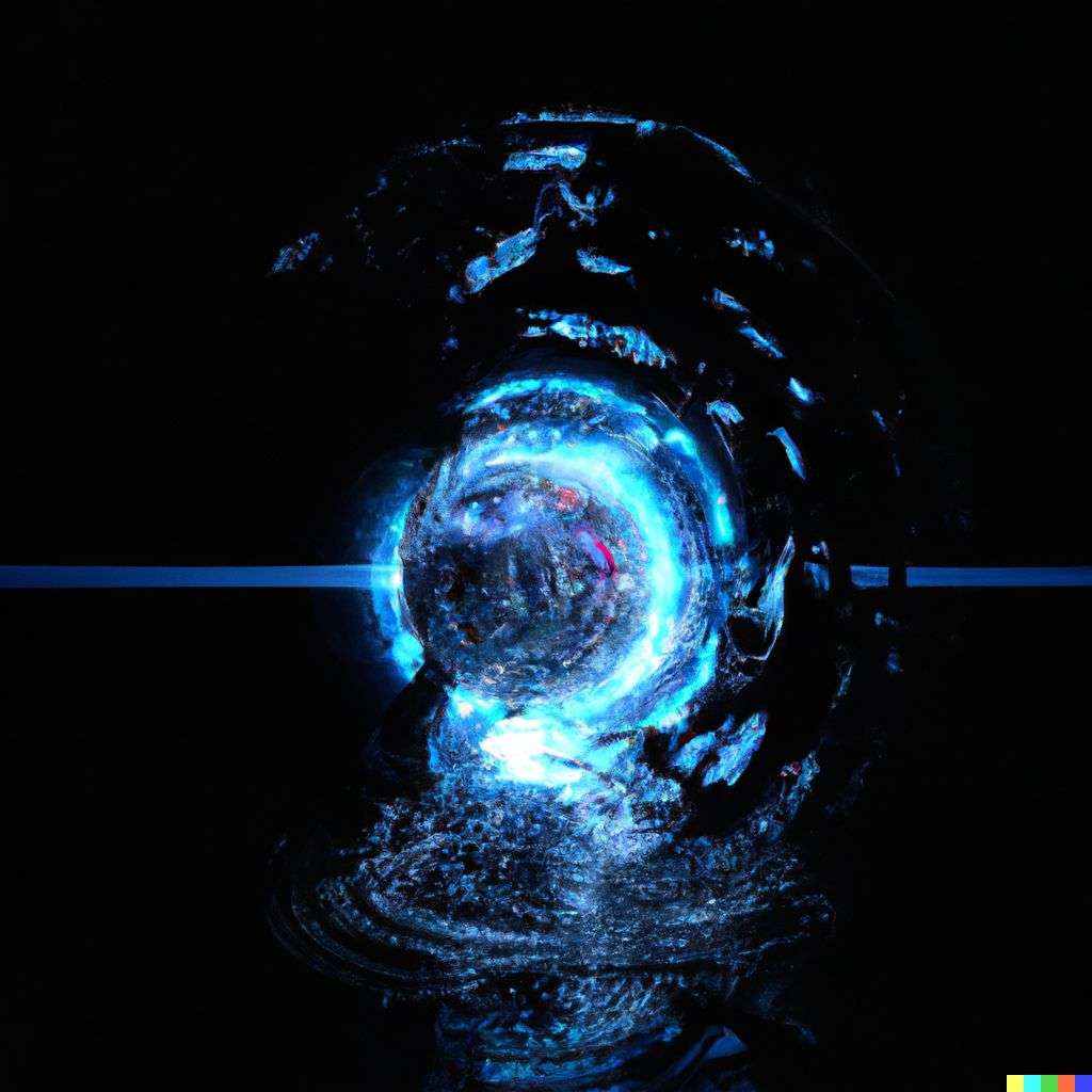 the discovery of gravity, digital art, glowing